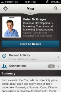 LinkedIn iPhone App Profile Page